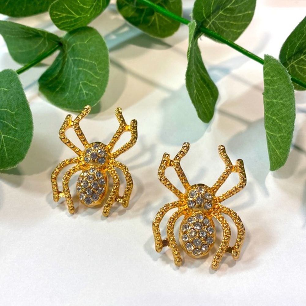 Crystal statement spider stud earrings - Picture 2 of 6